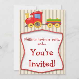 Convite de aniversário do comboio para rapazes