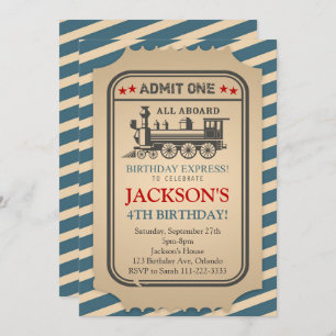 Convite de Aniversário do Comboio Vintage