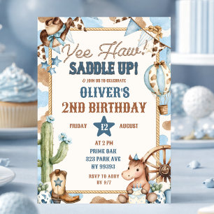 Convite de Aniversário do Cowboy Blue Yee Haw