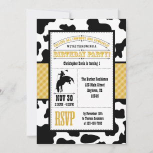 Convite de Aniversário do Cowboy Dourado