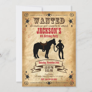 Convite de Aniversário do Cowboy Ocidental / Poste