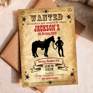 Convite de Aniversário do Cowboy Ocidental / Poste