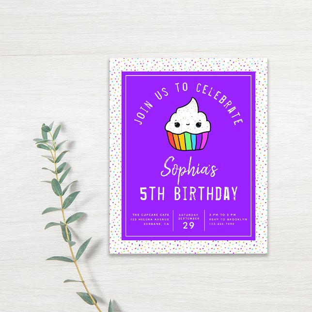 Convite de aniversário do Cupcake de Orçamento (Criador carregado)