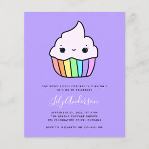 Convite de aniversário do Cupcake de Orçamento