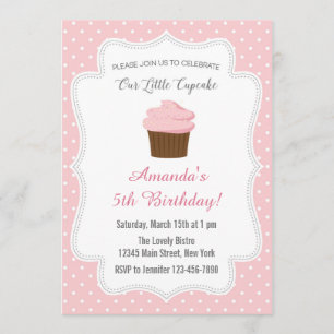 Convite de Aniversário do Cupcake Rosa