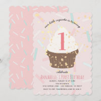 Convite de aniversário do Cupcake Sprinkles cor-de