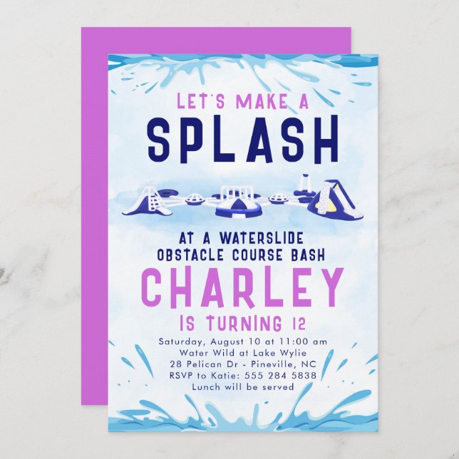 Convite de Aniversário do Curso de Obstáculo de Wa (Frente/Verso)