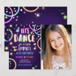 Convite de Aniversário do Dance Party Neon Glow Di