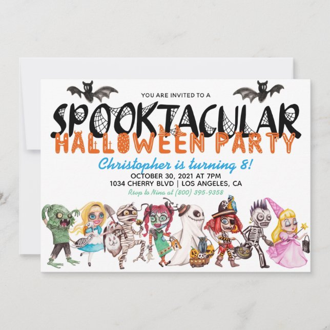 Convite de Aniversário do Dia das Bruxas Spooktacu (Frente)