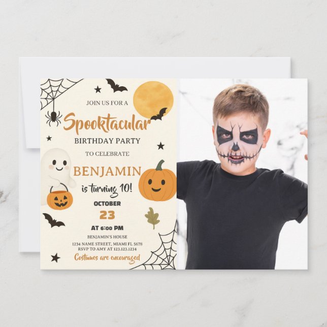 Convite de Aniversário do Dia das Bruxas Spooktacu (Frente)