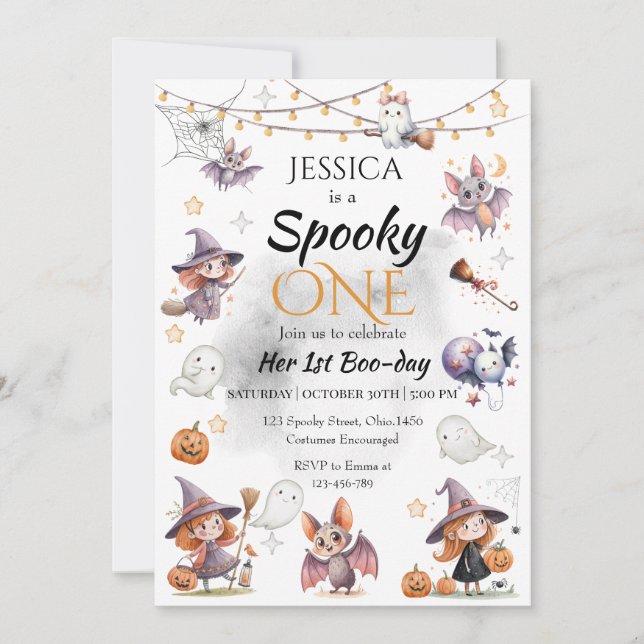 Convite de Aniversário do Dia das Bruxas Spooky (Frente)