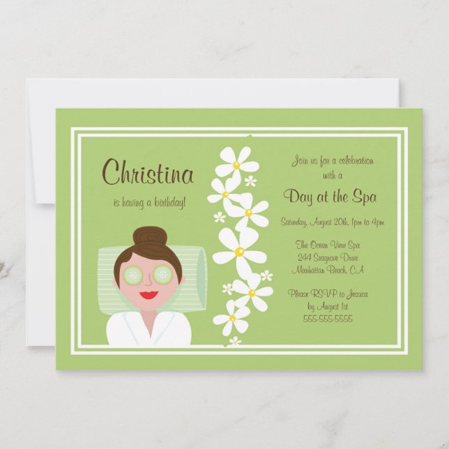 Convite de aniversário do Dia do Spa (Frente)