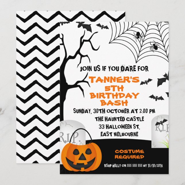 Convite de Aniversário do Dia Negro Laranja (Frente/Verso)