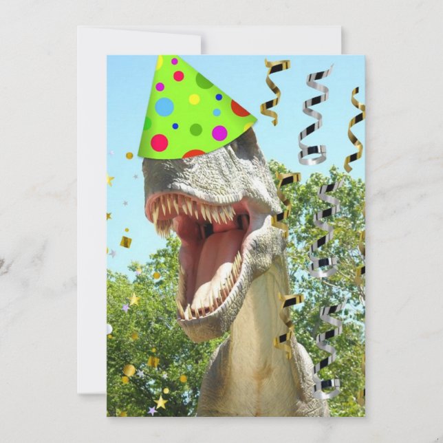 Convite de Aniversário do Dinosaur T-Rex (Frente)