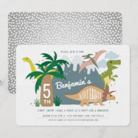 Convite de aniversário do Dinossaur