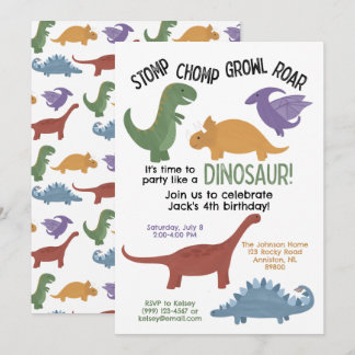 Convite de aniversário do Dinossaur