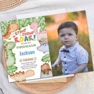 Convite de Aniversário do Dinossaur com Foto