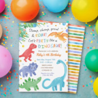 Convite de Aniversário do Dinossaur - Cuta Colorid