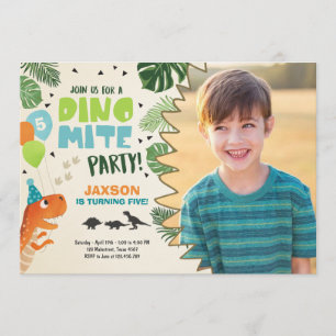 Convite de aniversário do Dinossaur Dino mite T-Re