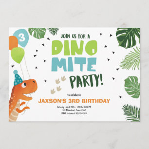 Convite de aniversário do Dinossaur Dino mite T-Re