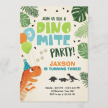 Convite de aniversário do Dinossaur Dino mite T-Re