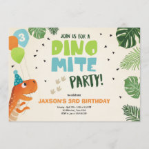 Convite de aniversário do Dinossaur Dino mite T-Re