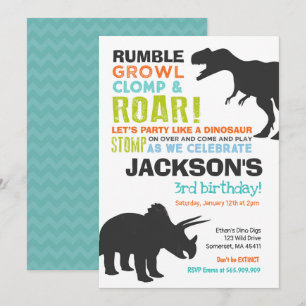 Convite de aniversário do Dinossaur Festa Fóssil d