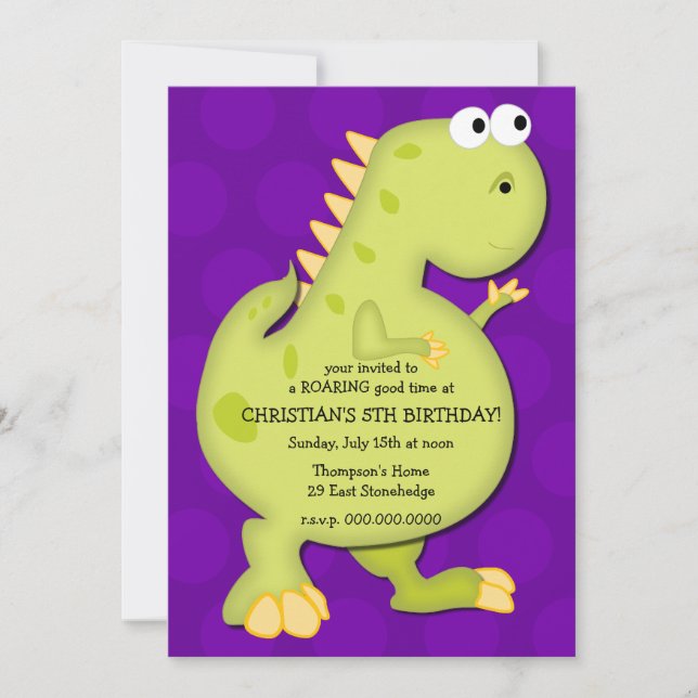 Convite de aniversário do dinossauro (Frente)