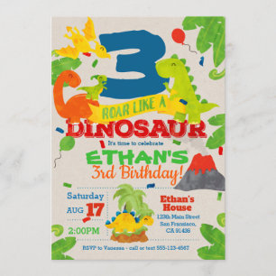 Convite de aniversário do dinossauro