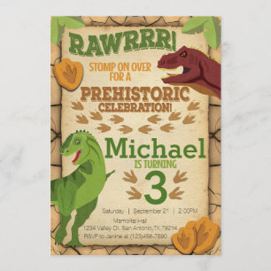 Convite de aniversário do dinossauro, Convite T-Re