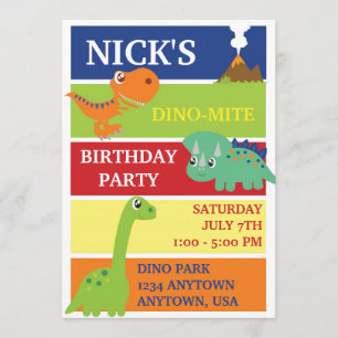 CONVITE DE ANIVERSÁRIO DO DINOSSAURO DE DINO-MITE