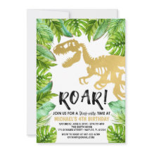 Convite de aniversário do Dinossauro Dino Party Bo
