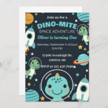 convite de aniversário do dinossauro espacial 