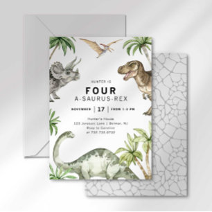 Convite de Aniversário do Dinossauro Four A-Saurus