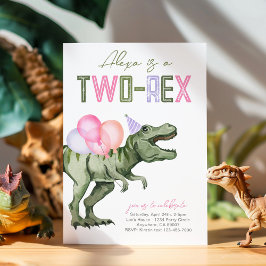 Convite de Aniversário do Dinossauro Girly Two-Rex