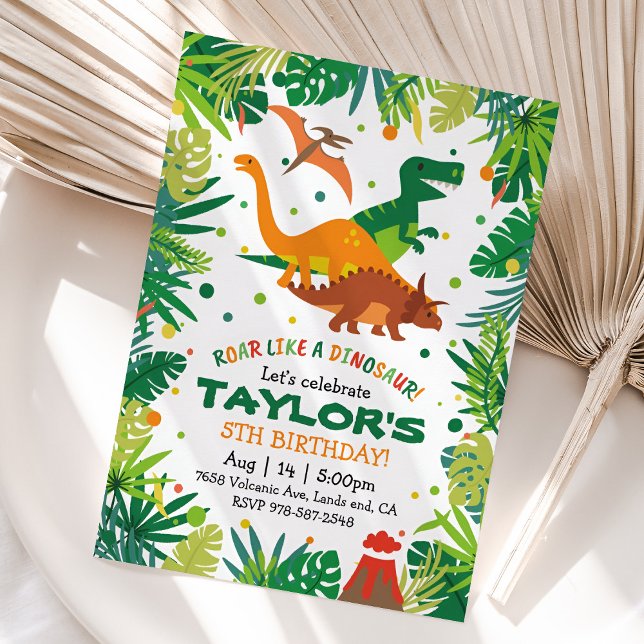 Convite de Aniversário do Dinossauro para o Partid (Dinosaur Birthday Invitation)