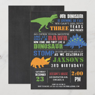 Convite de aniversário do Dinossauro, rapaz Rastr