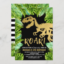 Convite de Aniversário do Dinossauro Roar Dino Par