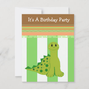 Convite de Aniversário do Dinossauro Verde