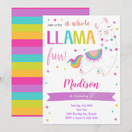 Convite de aniversário do Diversão de Llama