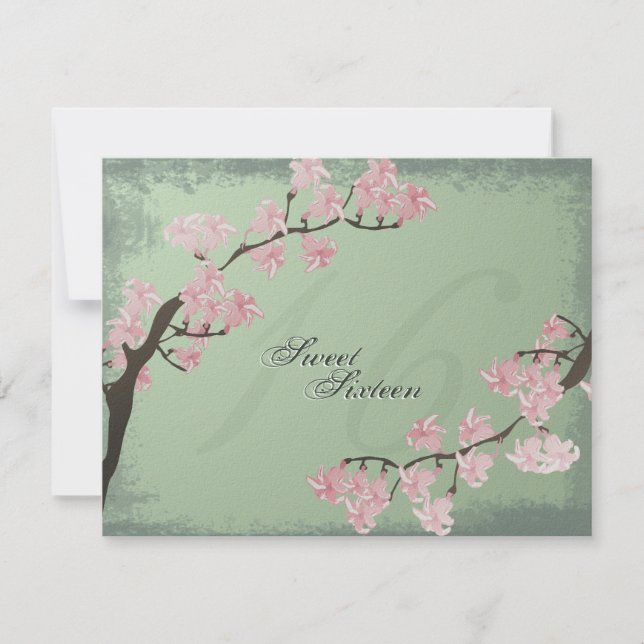 Convite de aniversário do doce 16 da flor de (Frente)