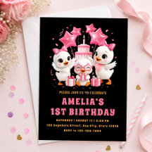 Convite de Aniversário do Doce Pato Kawaii