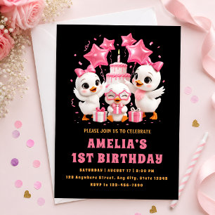 Convite de Aniversário do Doce Pato Kawaii