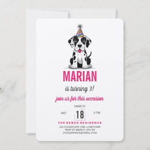 Convite de Aniversário do Dogue Alemão