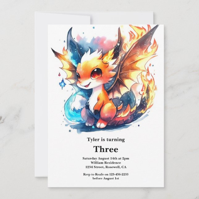 Convite de aniversário do dragão (Frente)