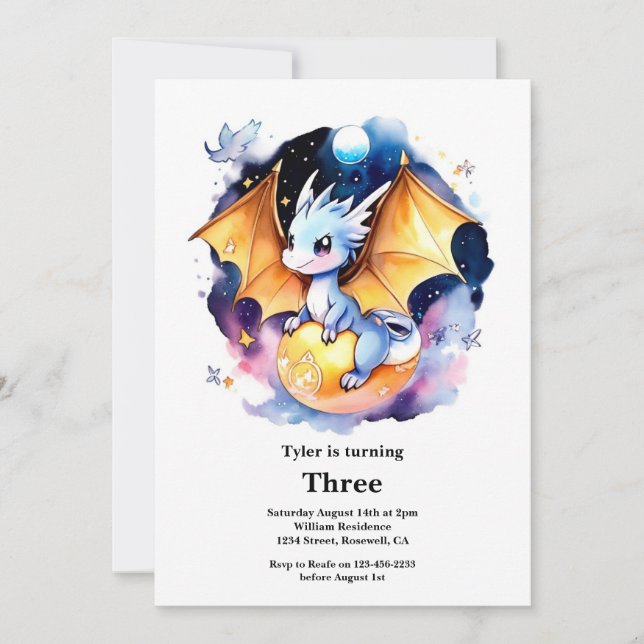 Convite de aniversário do dragão (Frente)