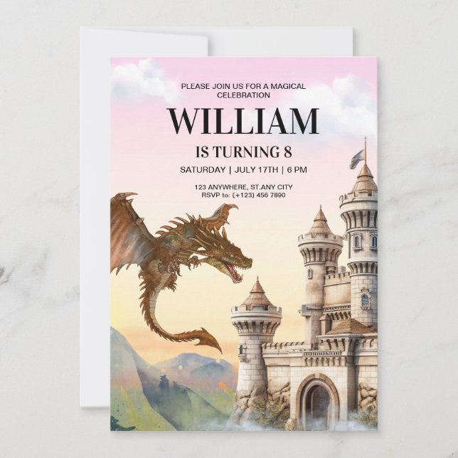 Convite de aniversário do Dragão, Aniversário de c (Frente)