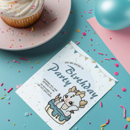 Convite de Aniversário do Dragão-Bebê Cinza Azul