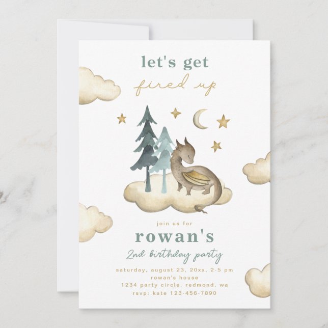 Convite de aniversário do dragão | Convite para dr (Frente)