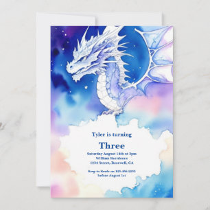 Convite de Aniversário do Dragão de Aquarela